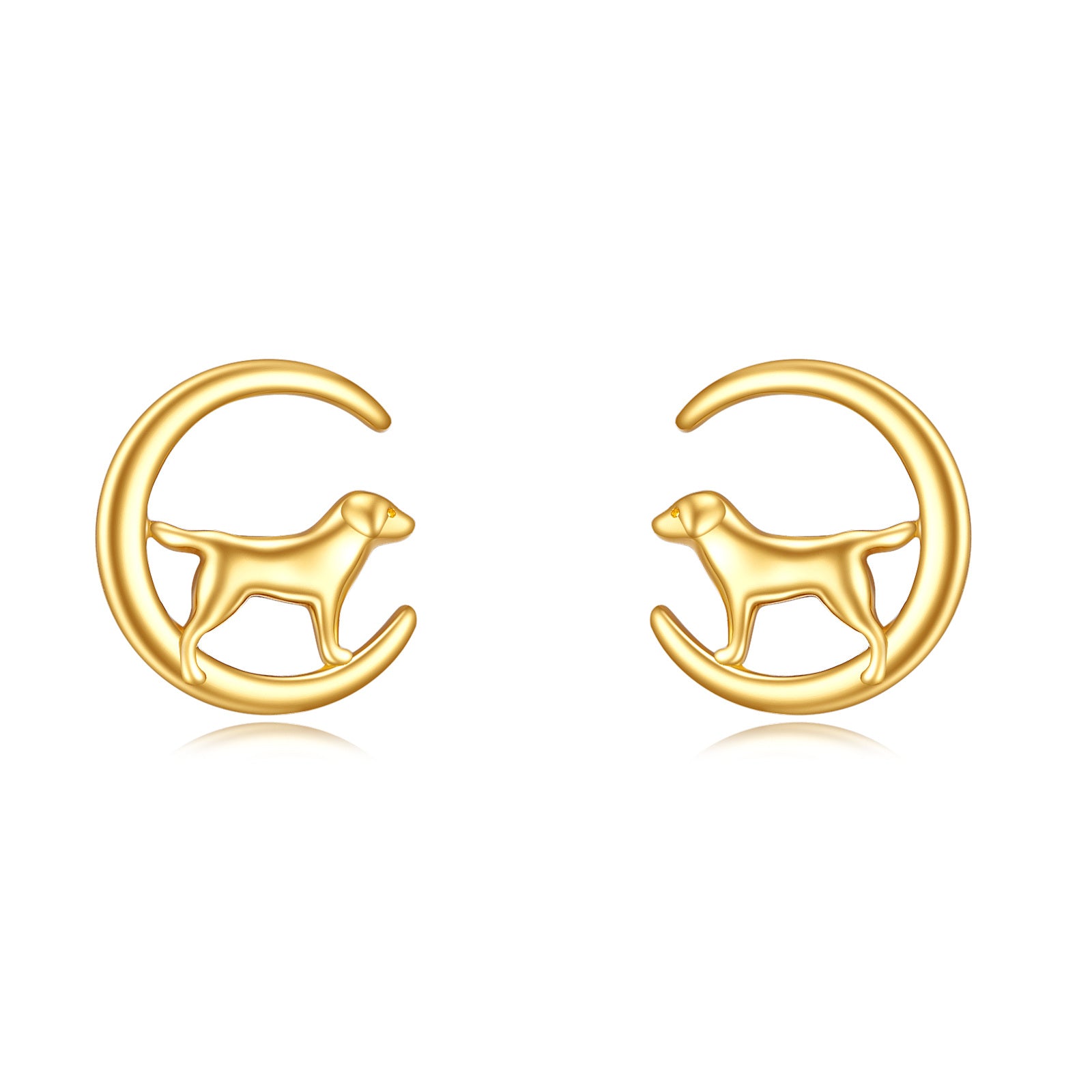 14K Gold Dog Stud Earrings