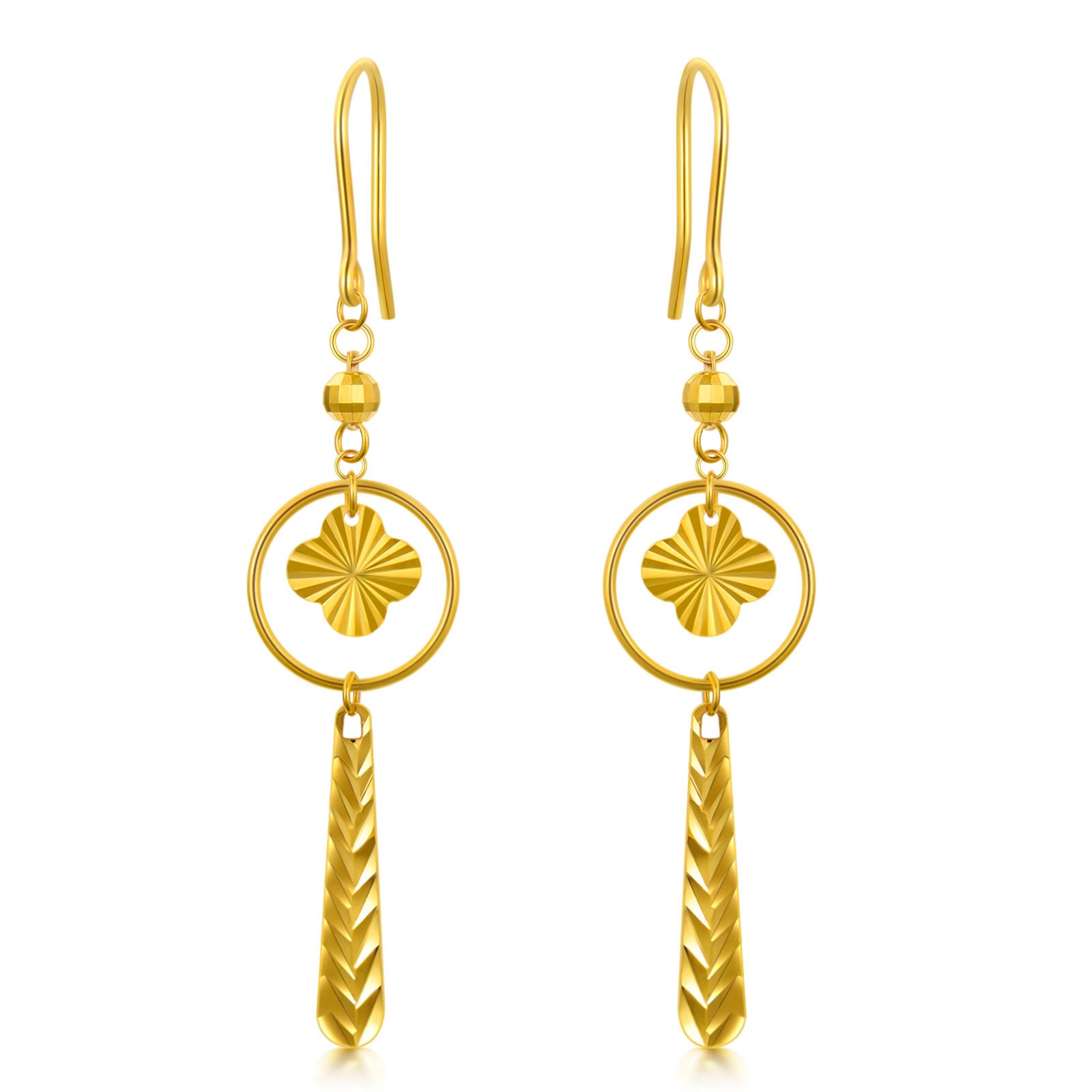 18K Gold Droping Flower Earrings