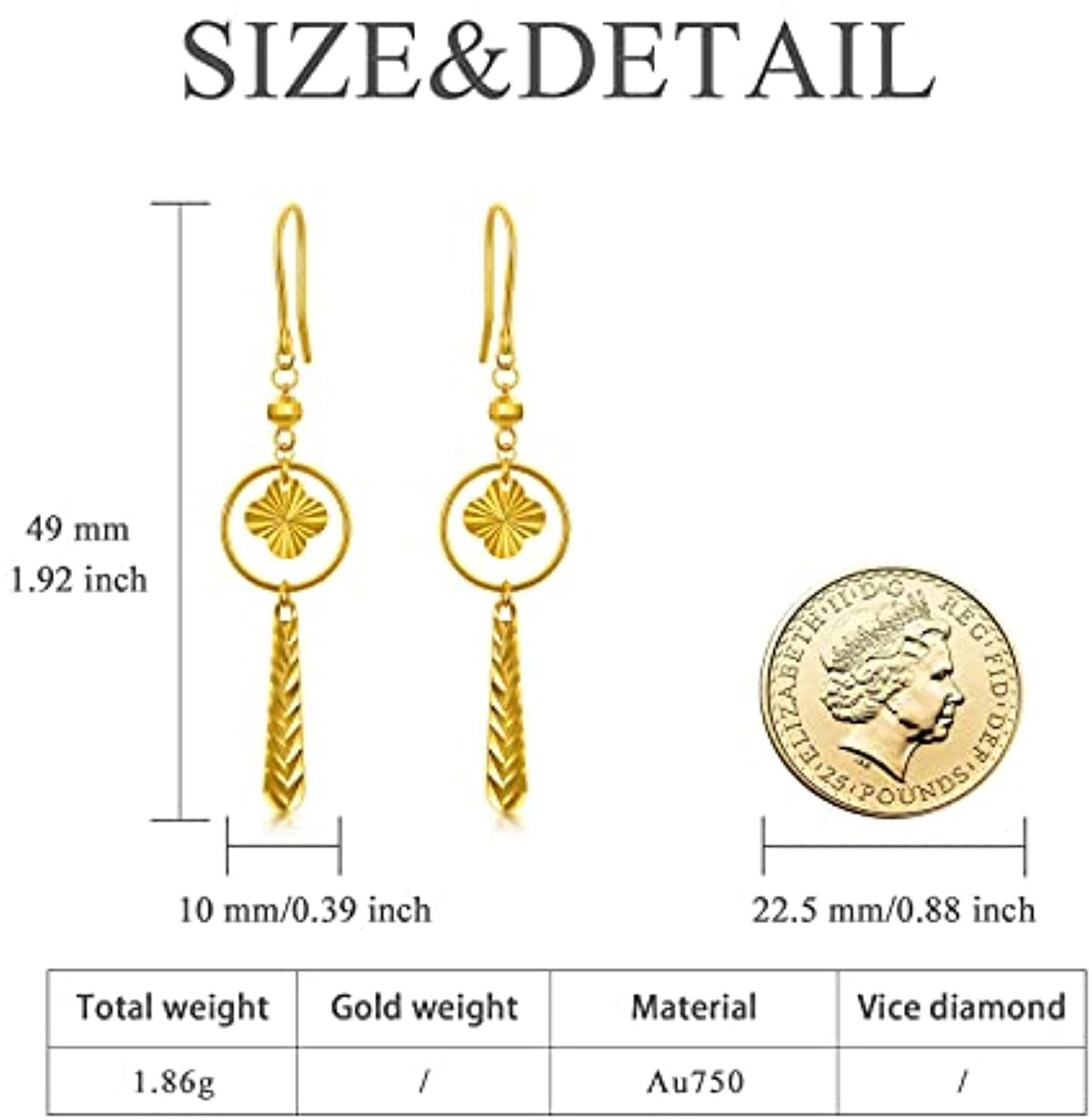 18K Gold Droping Flower Earrings