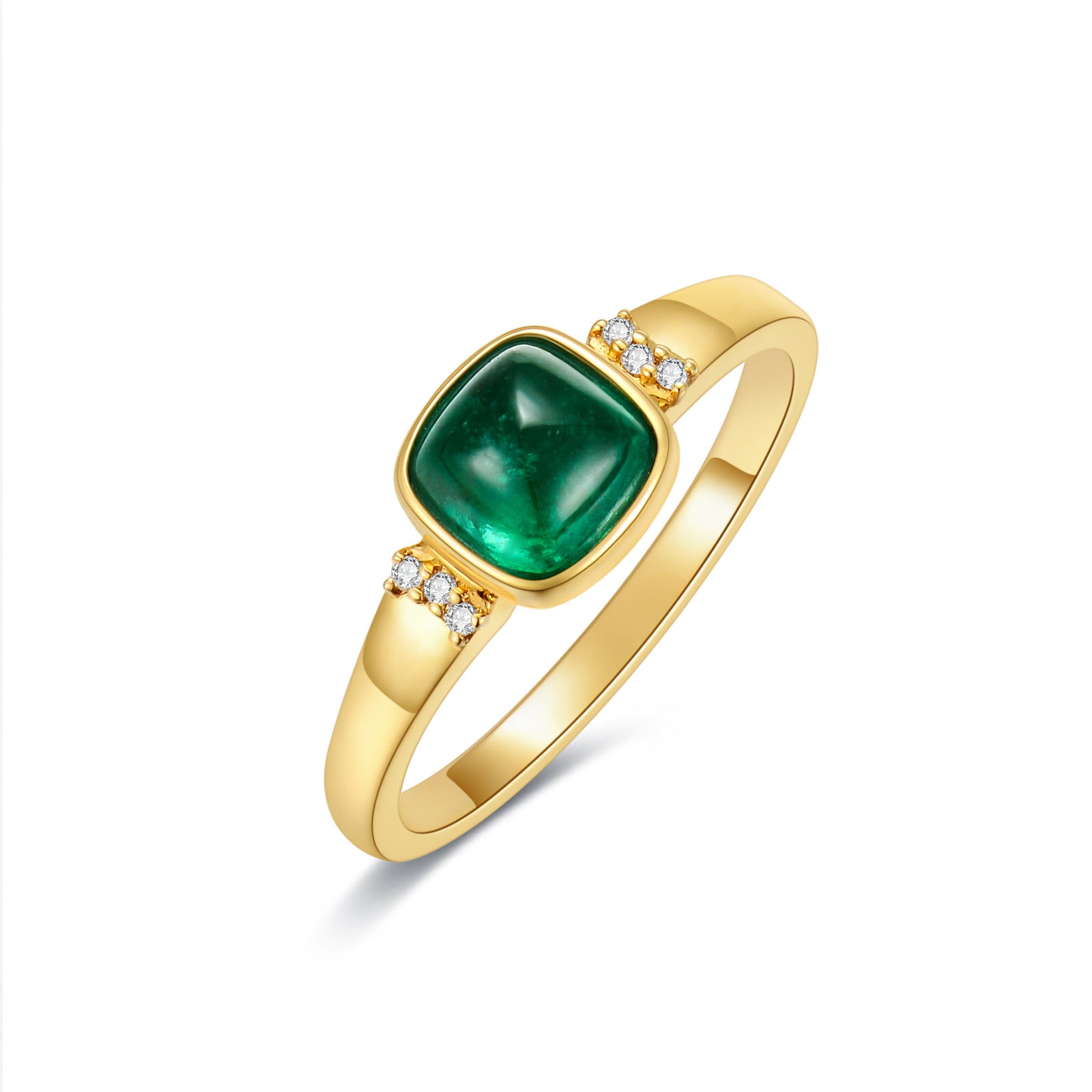 18K Gold 1 to 5 CT Princess Cut Lab Created Emerald Ring