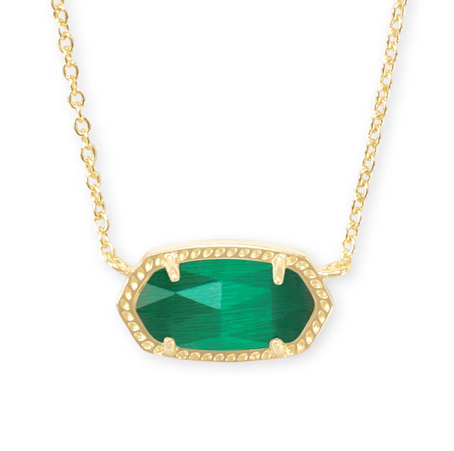 Sterling Silver with Yellow Gold Plated Emerald Pendant Necklace