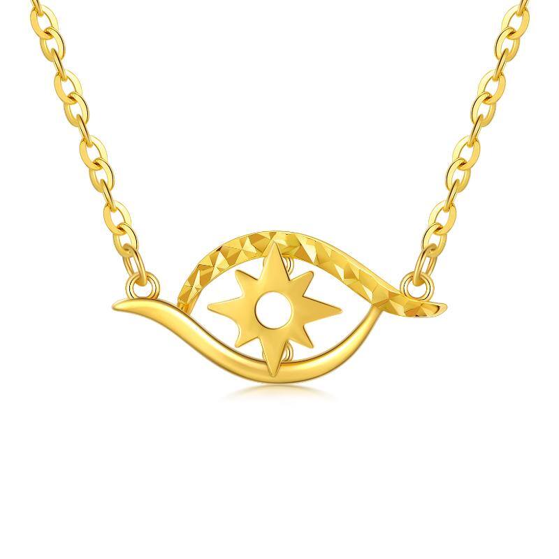 18K Gold Evil Eye Pendant Necklace