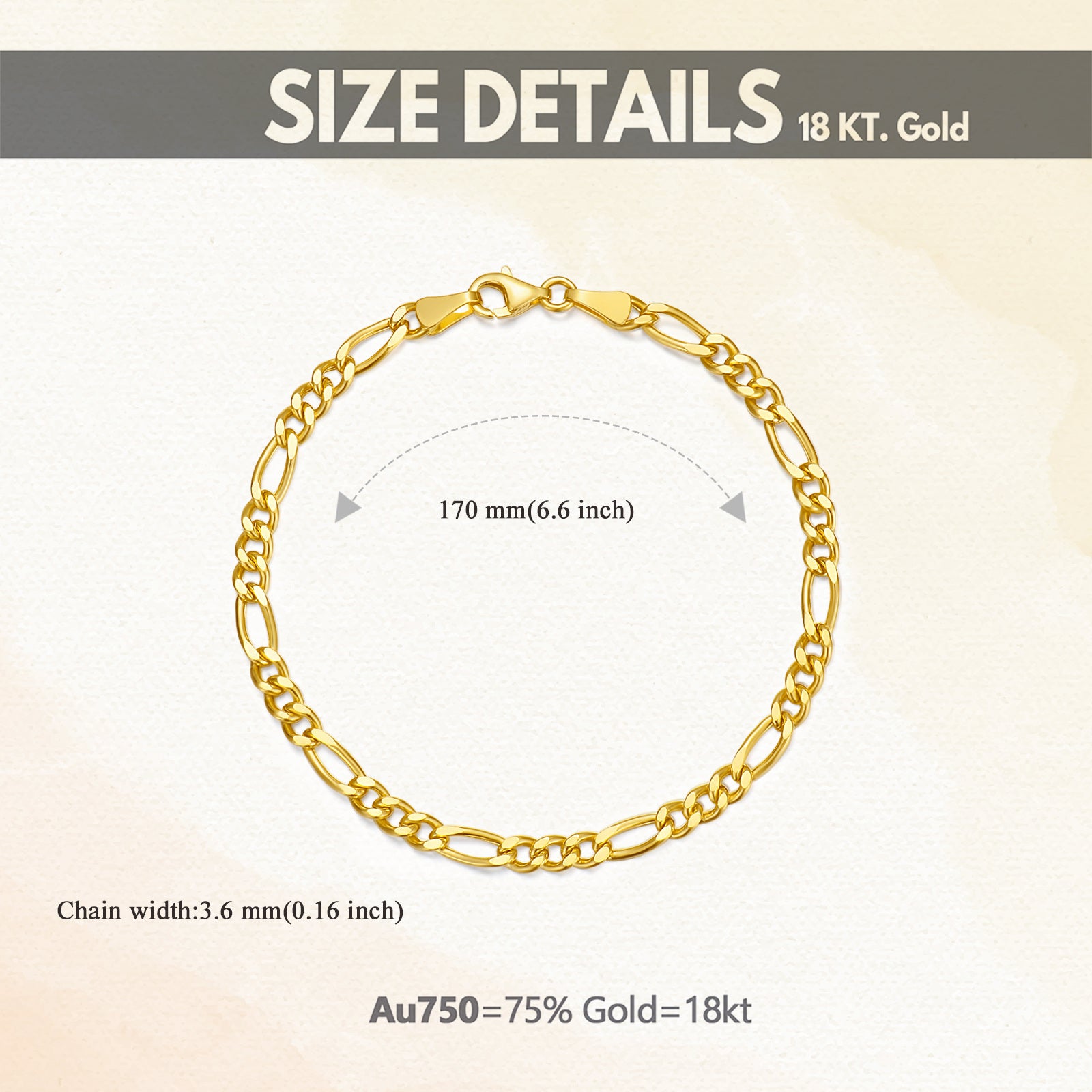 18K Gold Figaro Chain Bracelet