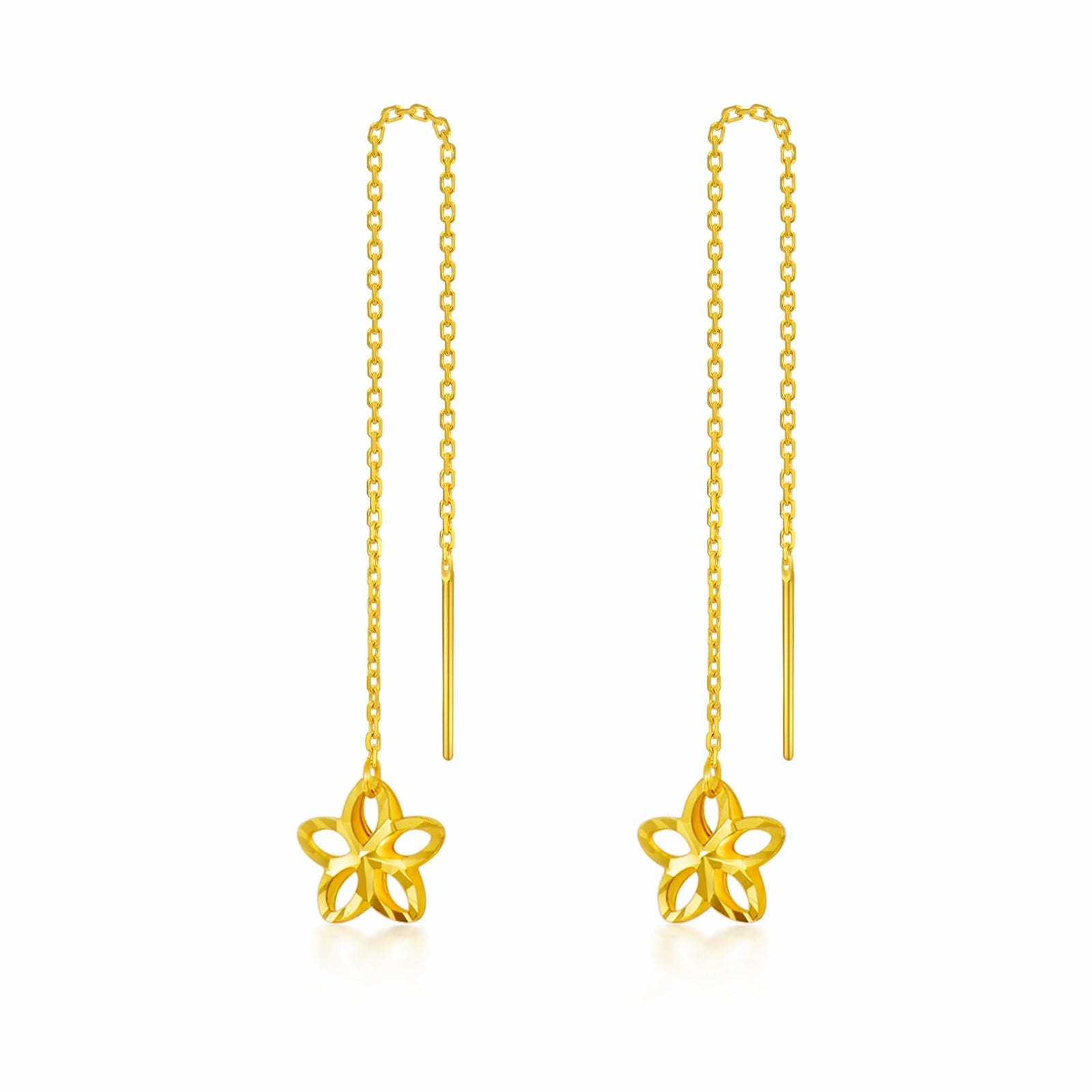 18K Gold Pentagram Drop Earrings