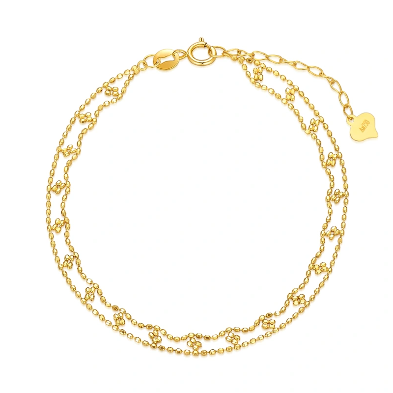 18K Gold Flowers Layerered Bracelet