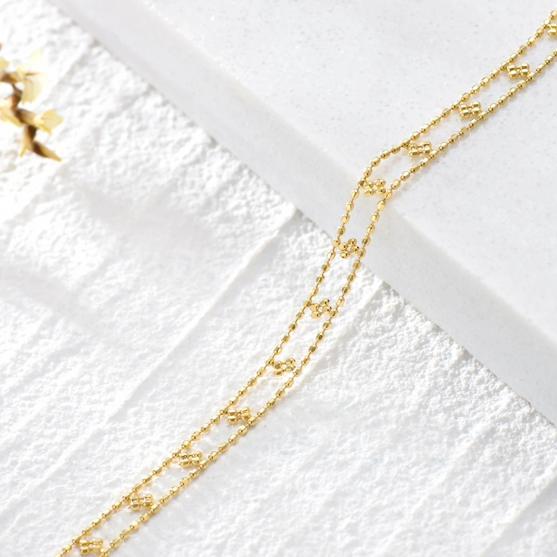 18K Gold Flowers Layerered Bracelet