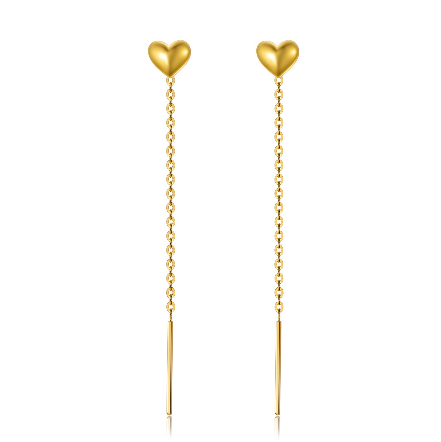 18K Gold Heart Drop Earrings