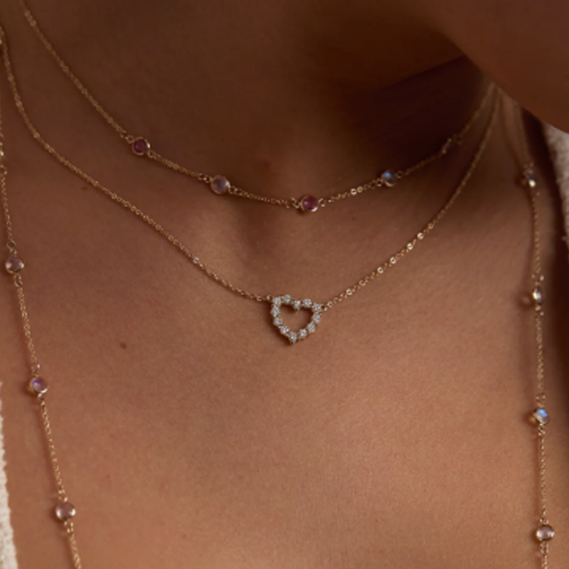 Gold Vermeil Cubic Zirconia Heart Necklace for Women