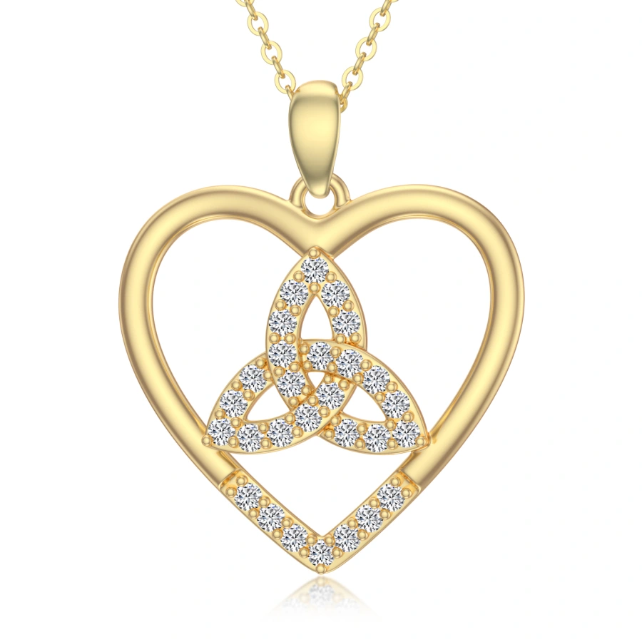 Gold Vermeil Cubic Zirconia Heart Necklace for Women