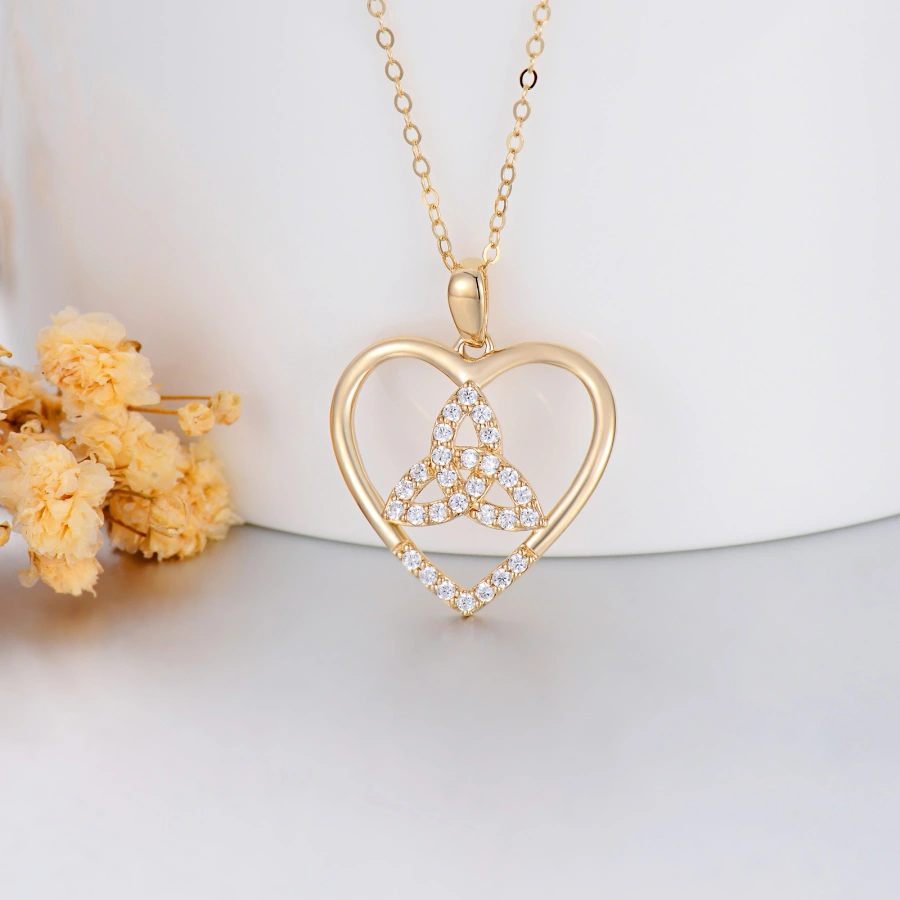 Gold Vermeil Cubic Zirconia Heart Necklace for Women