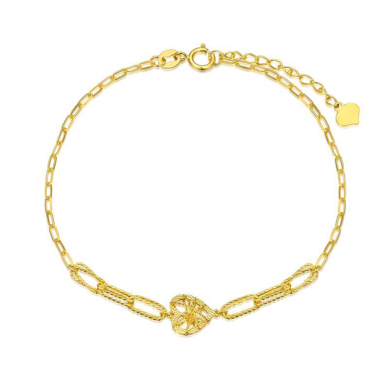 18K Gold Heart Charm Bracelet