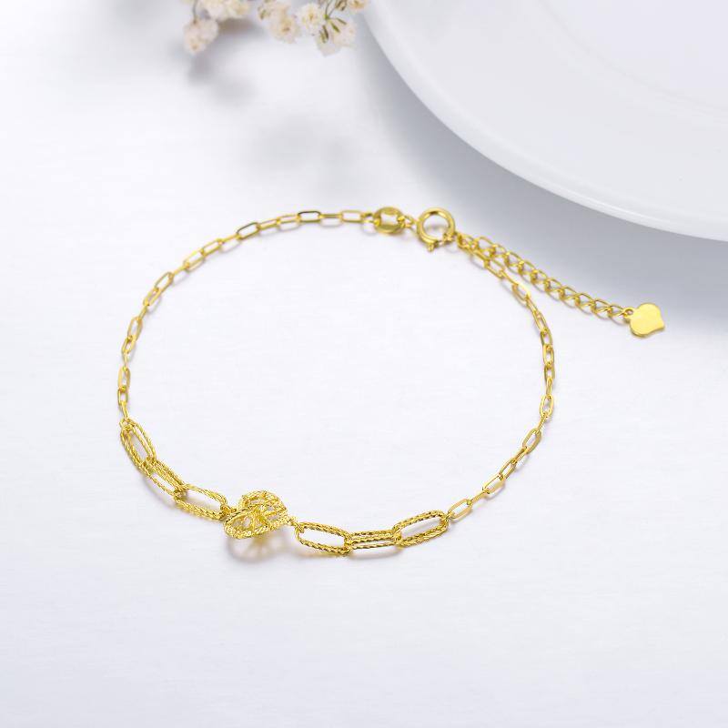 18K Gold Heart Charm Bracelet