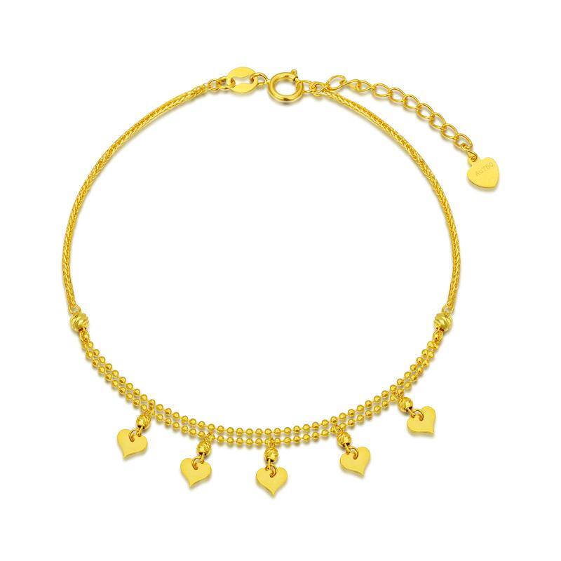 18K Gold Heart Charm Bracelet