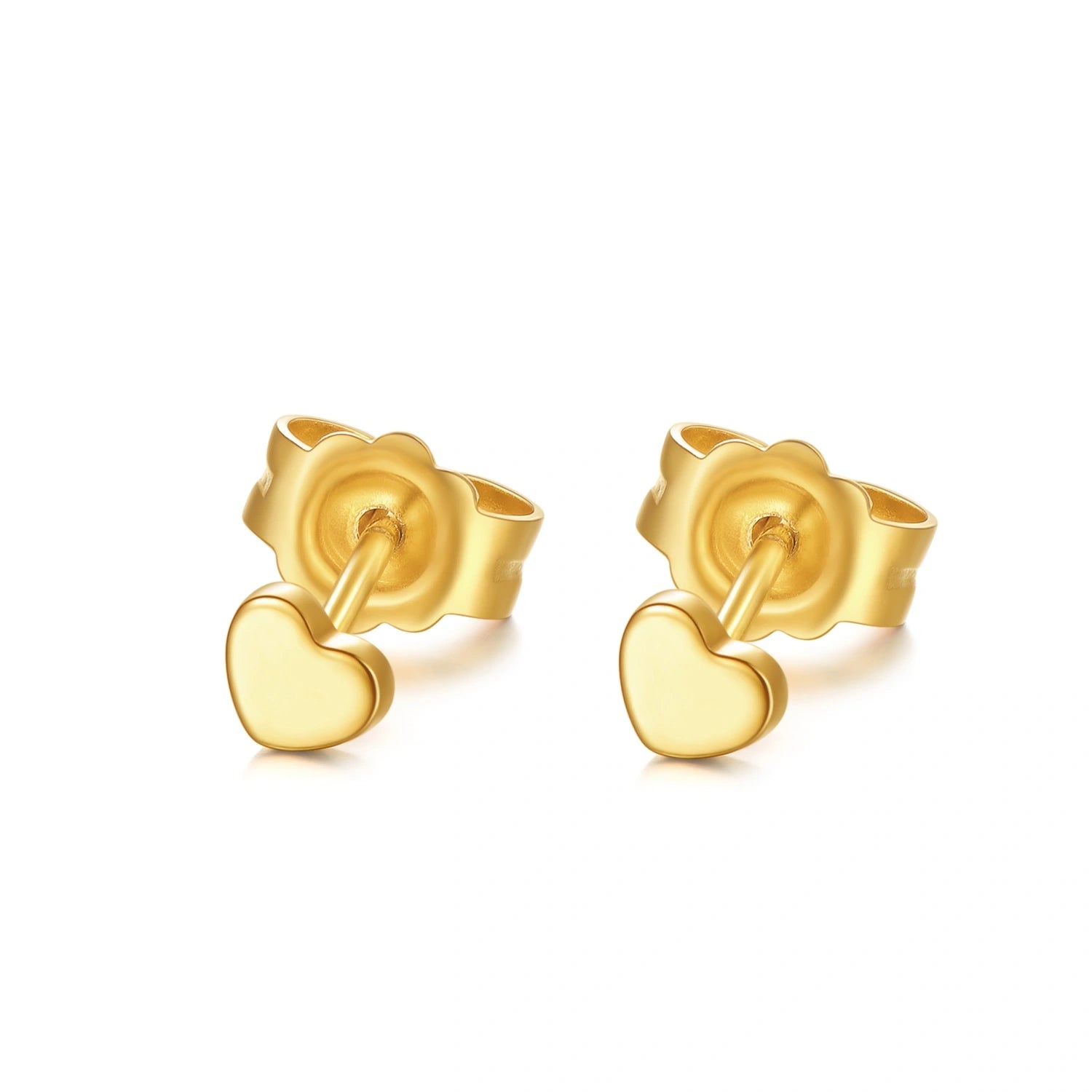 18K Gold Heart Stud Earrings