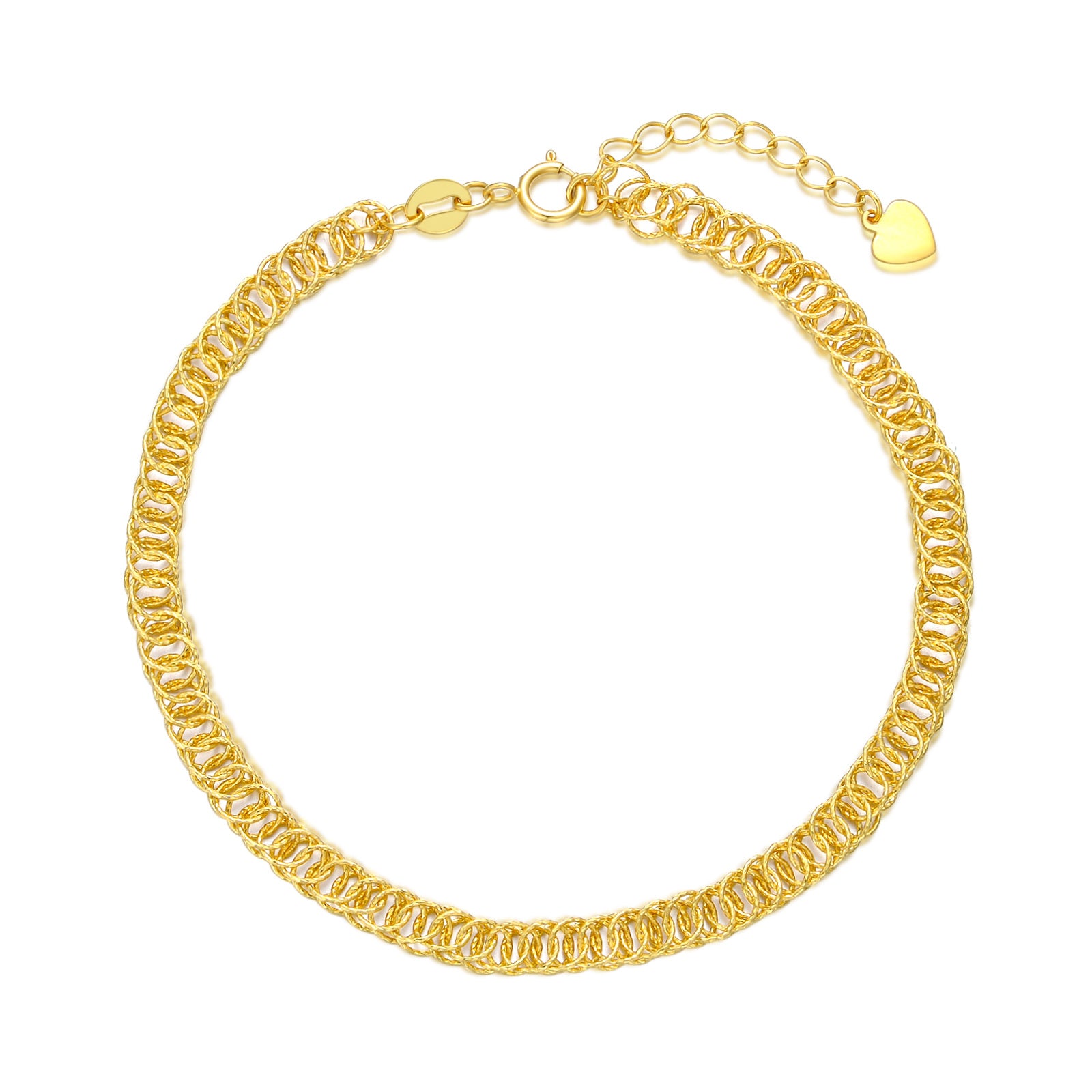 18K Gold Interlocking - Ring Chain Bracelet