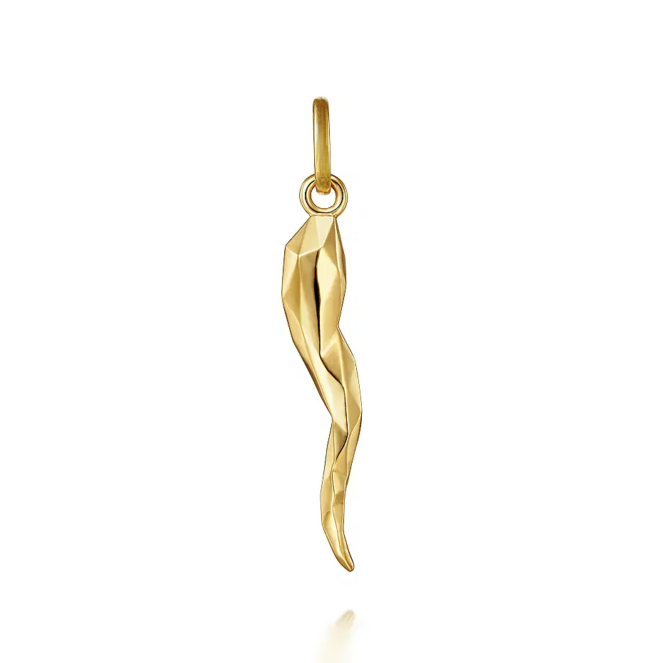 Sterling Silver with Yellow Gold Plated Italian Horn Pendant Charms