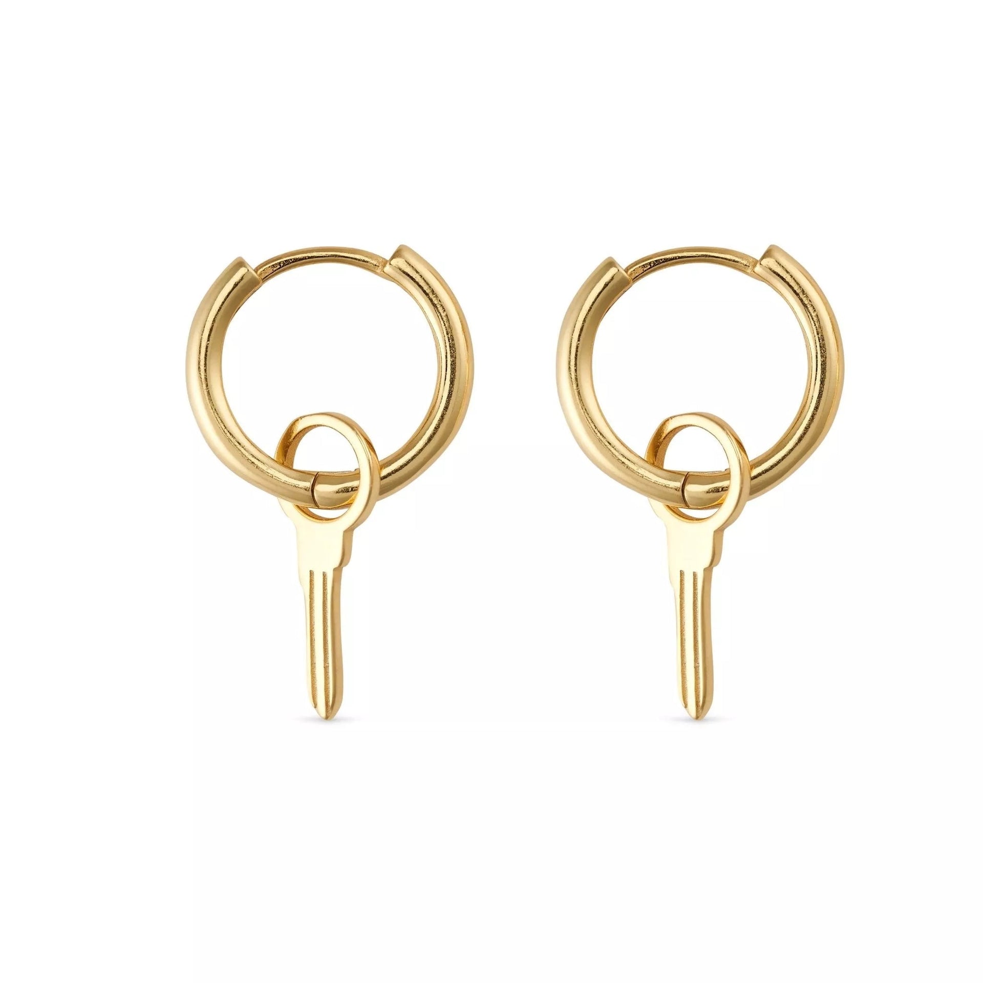 Gold Key Hoop Earrings