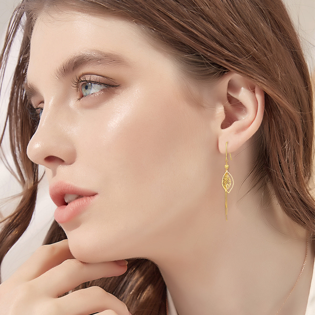 18K Gold Leaves Drop Earrings