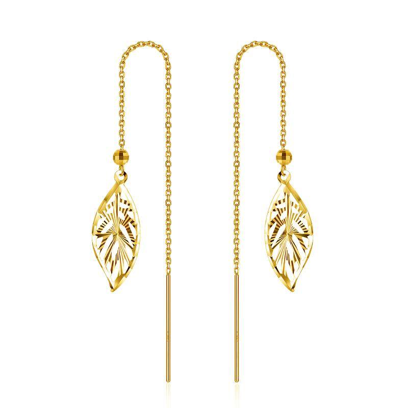 18K Gold Leaves Drop Earrings