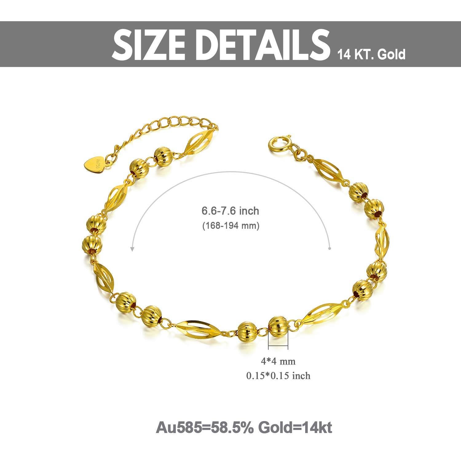 18K Gold Leaves Metal Beads Bracelet