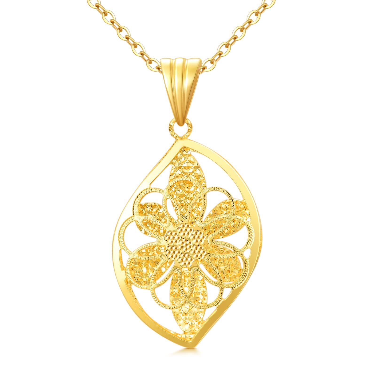 18K Gold Leaves Pendant Necklace