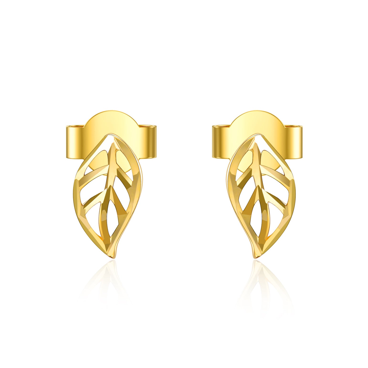 18K Gold Leaves Stud Earrings