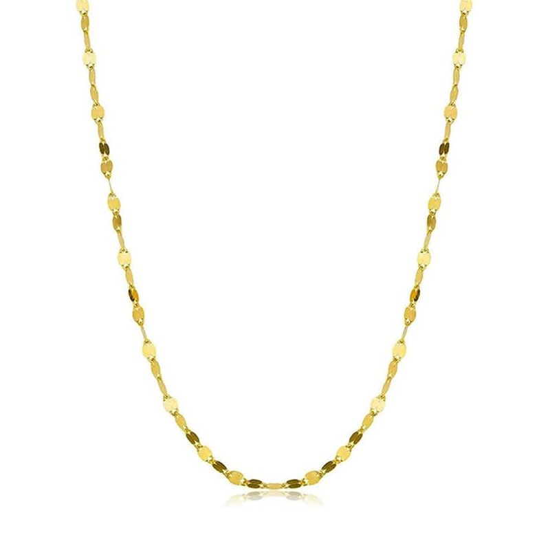18K Gold Mirror Link Chain Necklace for Women