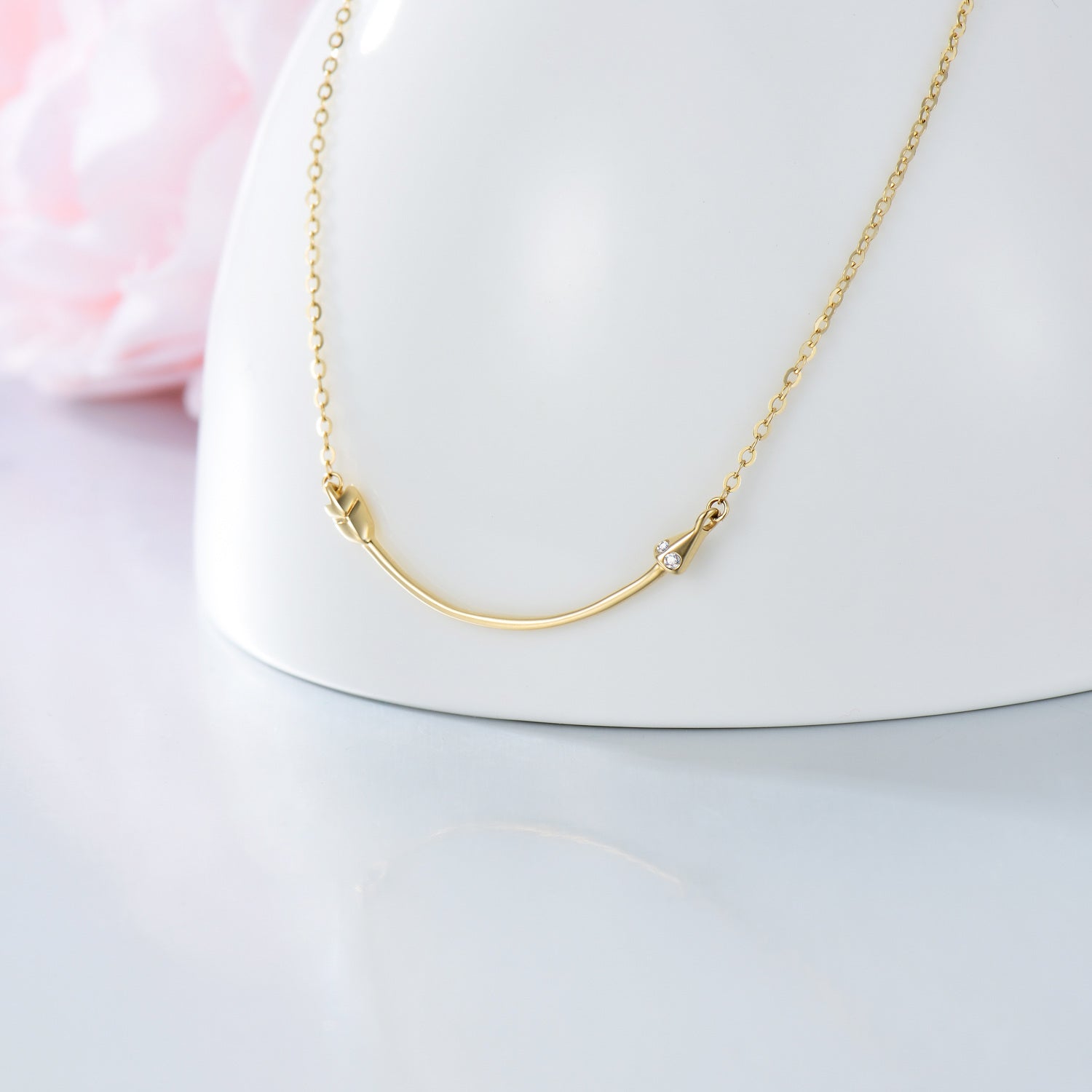 14K Gold Moissanite Arrow Pendant Necklace