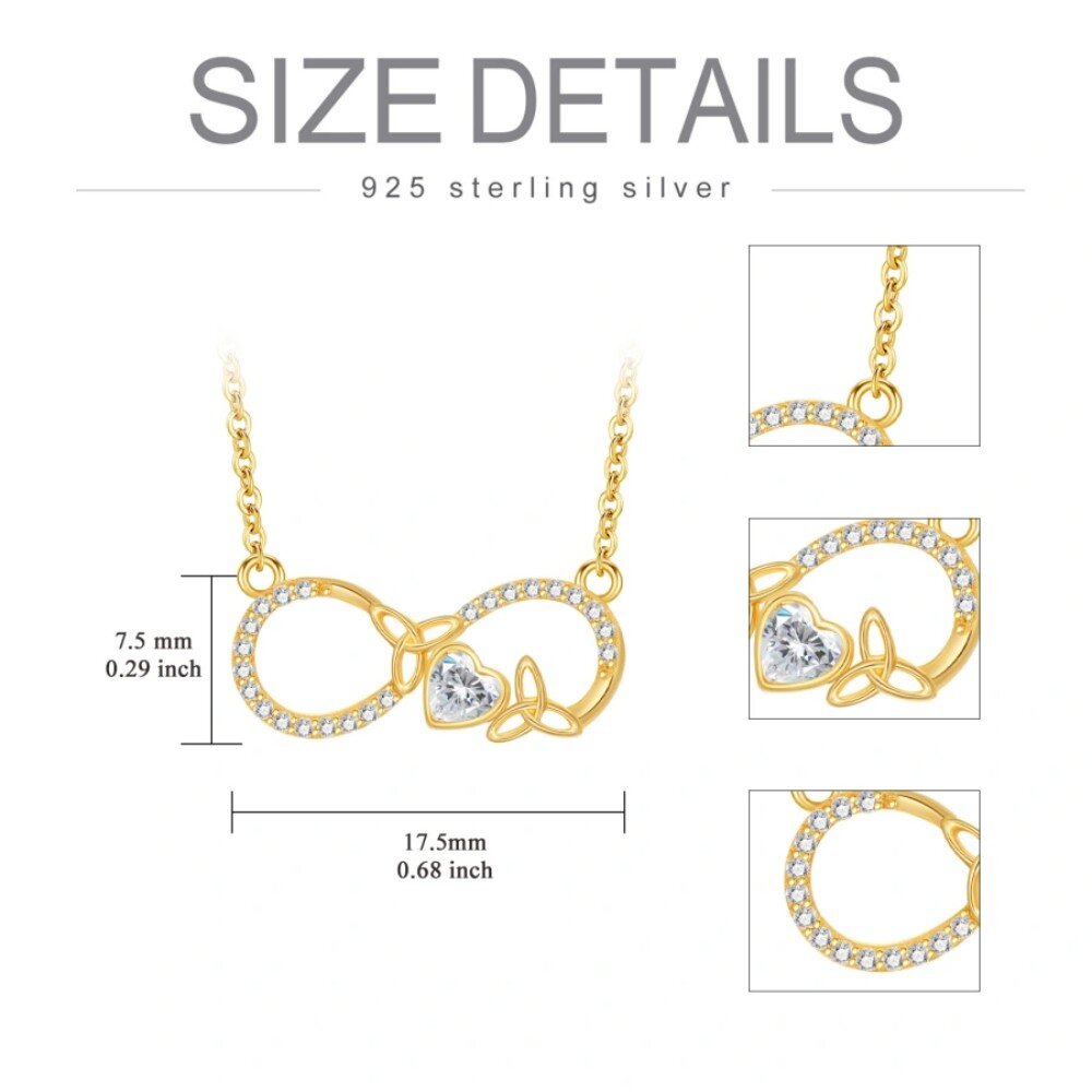 10K Gold Moissanite Celtic Knot & Infinity Symbol Pendant Necklace