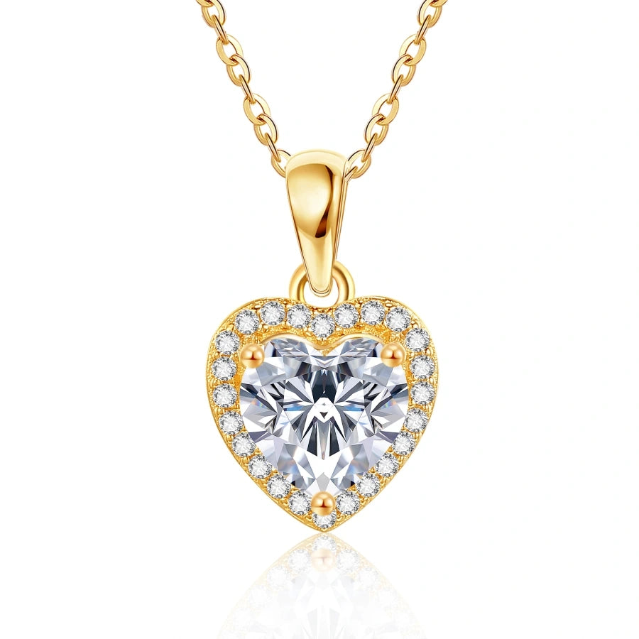 Gold Vermeil Moissanite Heart Necklace for Women