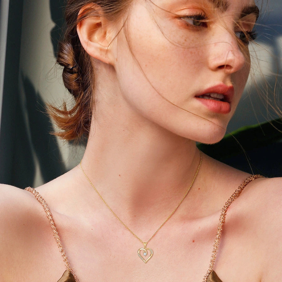 10K Gold Moissanite Heart Metal Choker Necklace