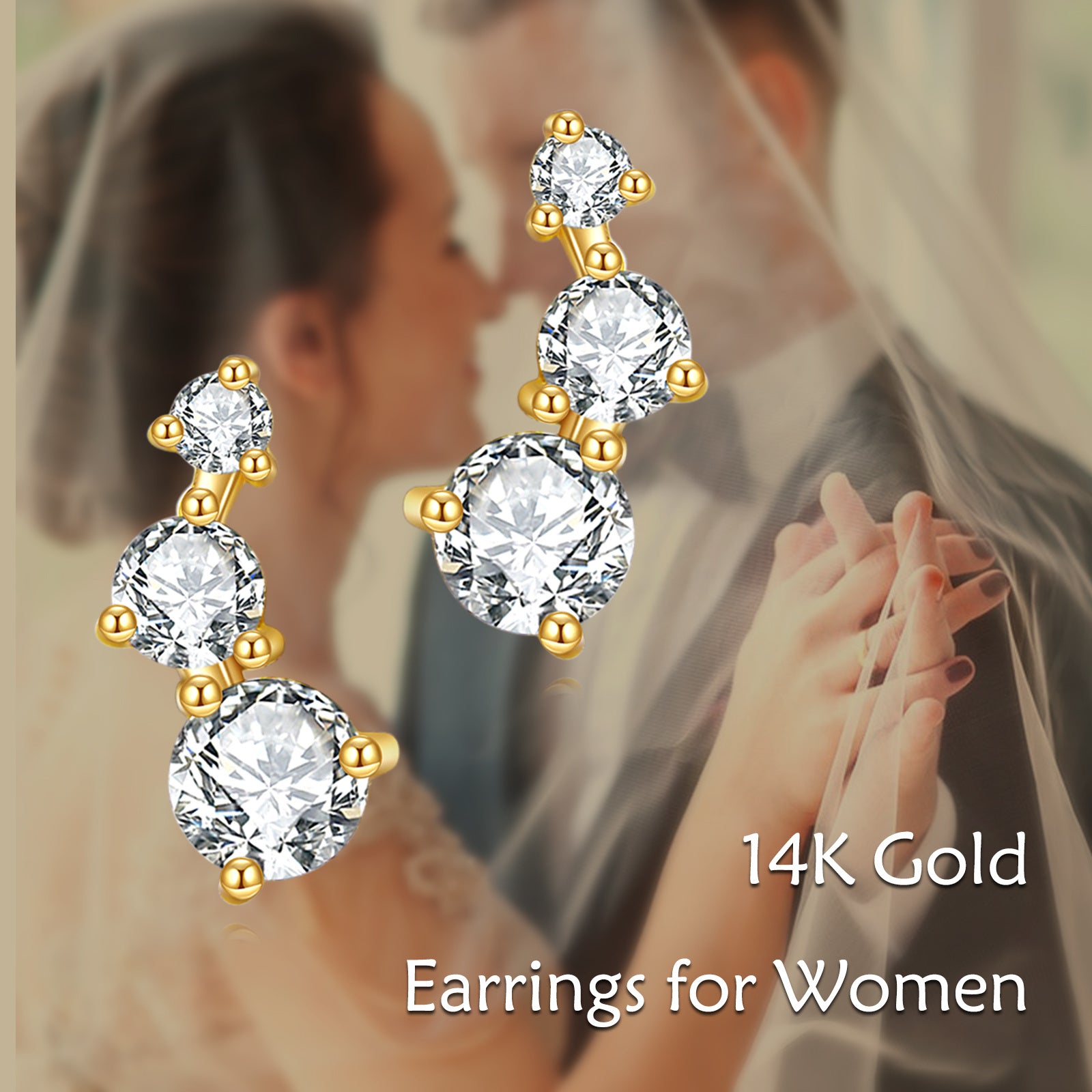 14K Gold Moissanite Stud Earrings
