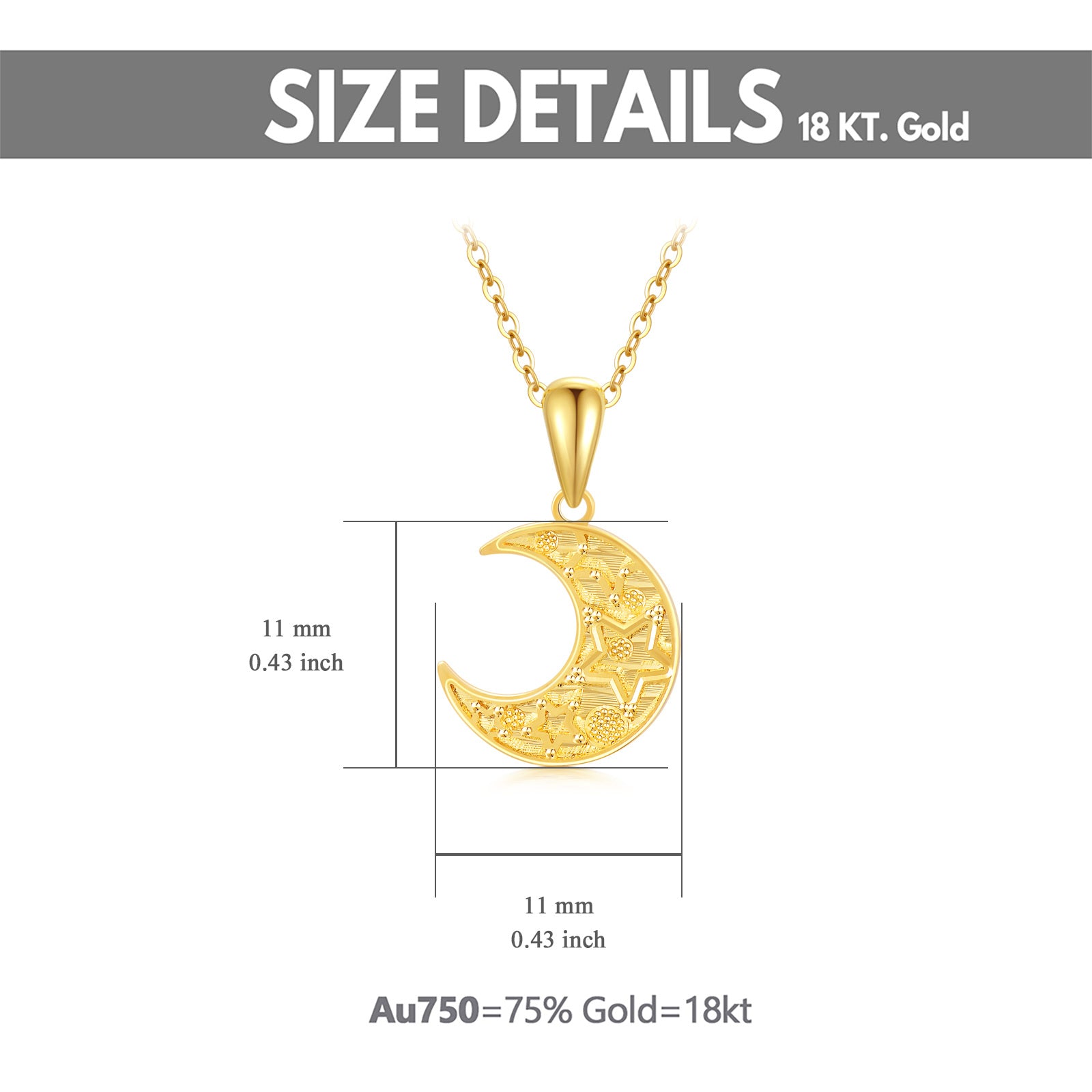 18K Gold Moon Pendant Necklace