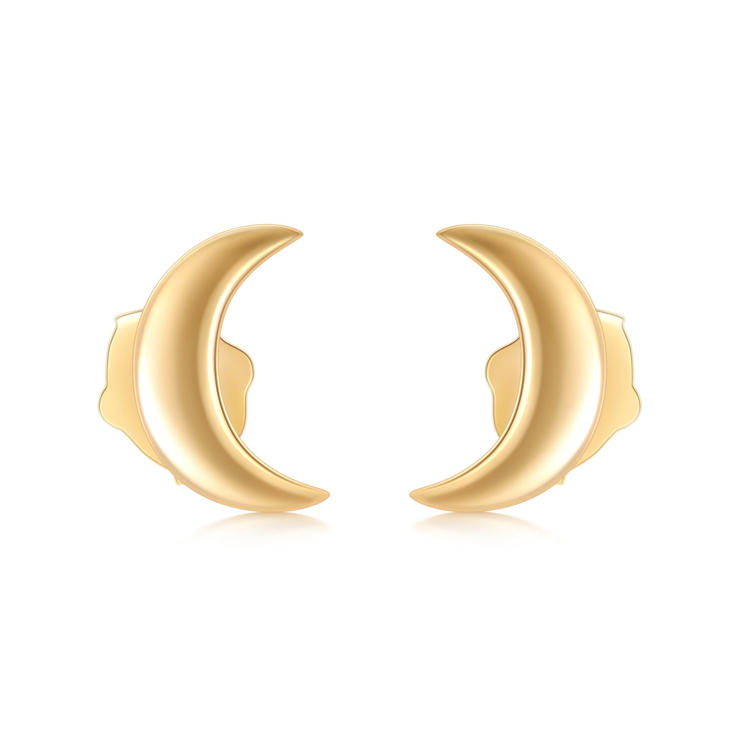 18K Gold Moon Stud Earrings