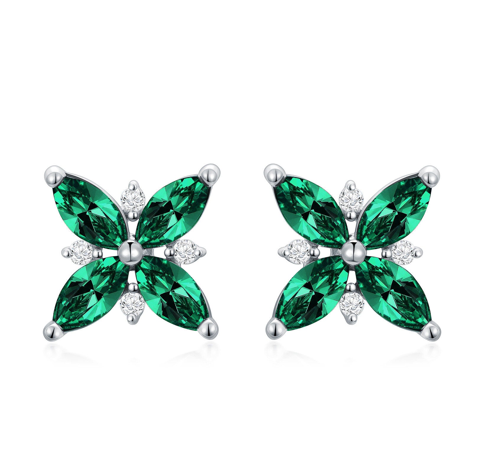 14K Gold Cubic Zirconia Orchid Stud Earrings