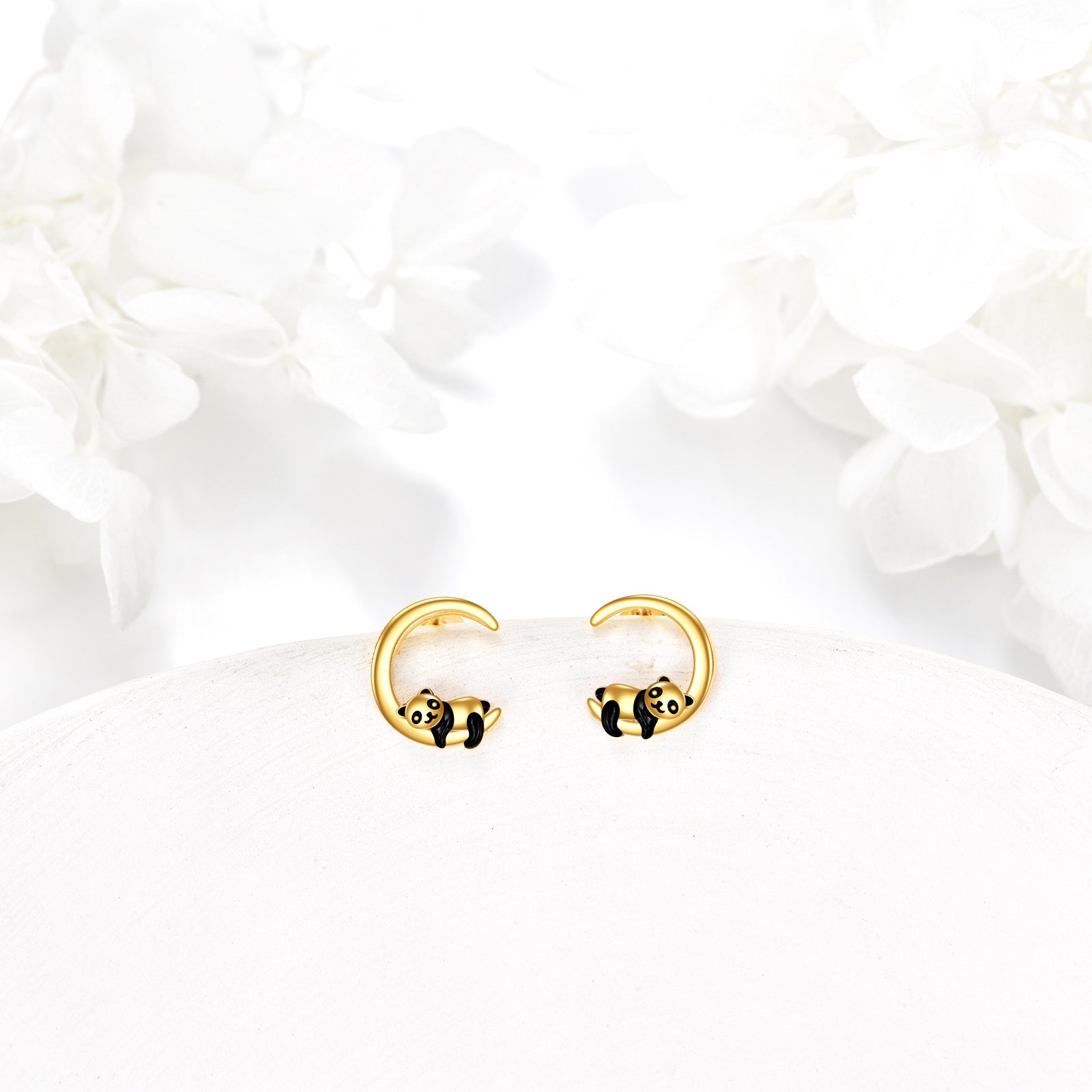 14K Gold Panda Stud Earrings