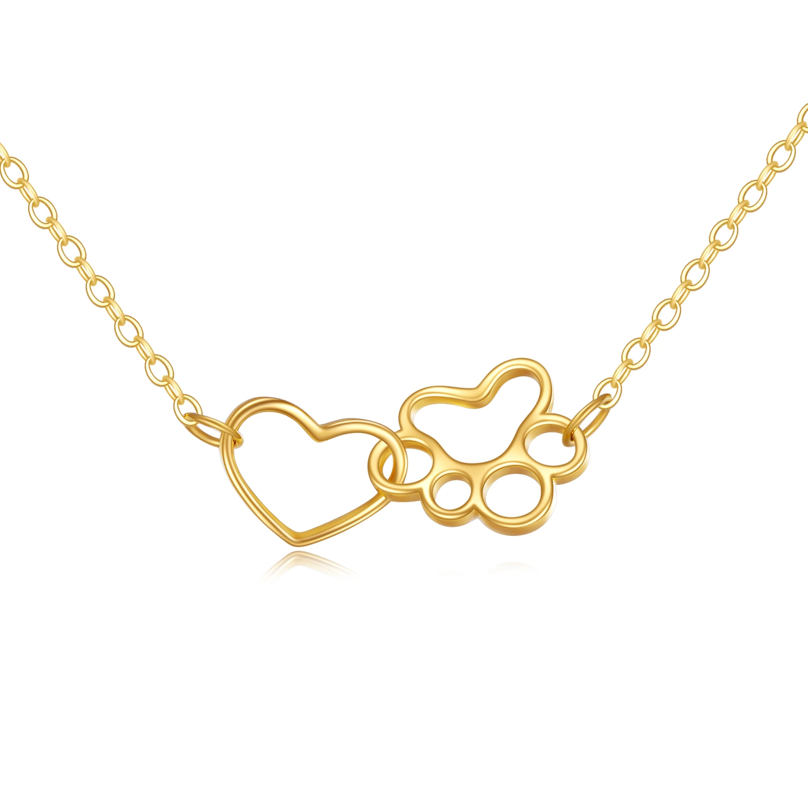 Gold Vermeil Paw & Heart Necklace for Women