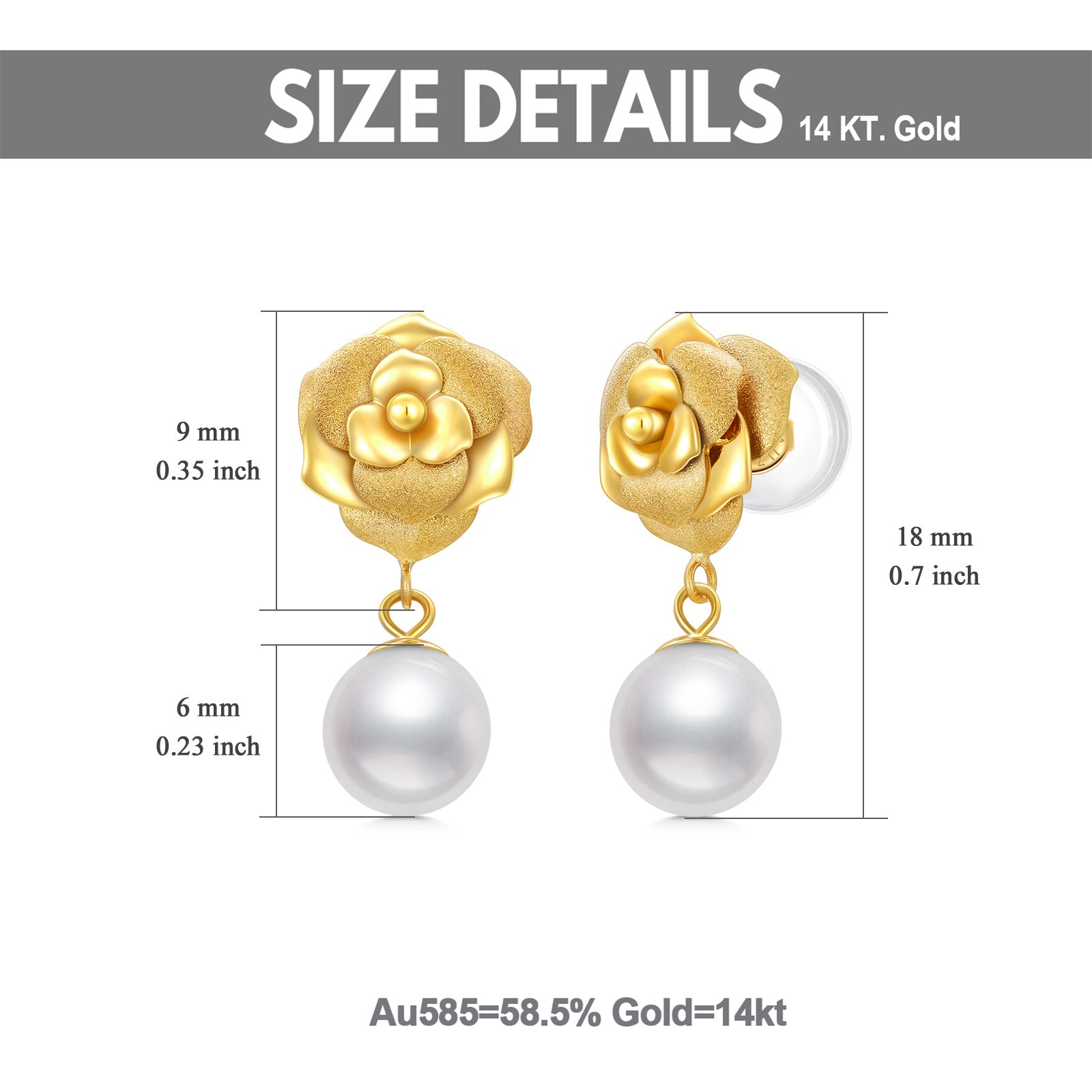 18K Gold Pearl Bead Drop Earrings