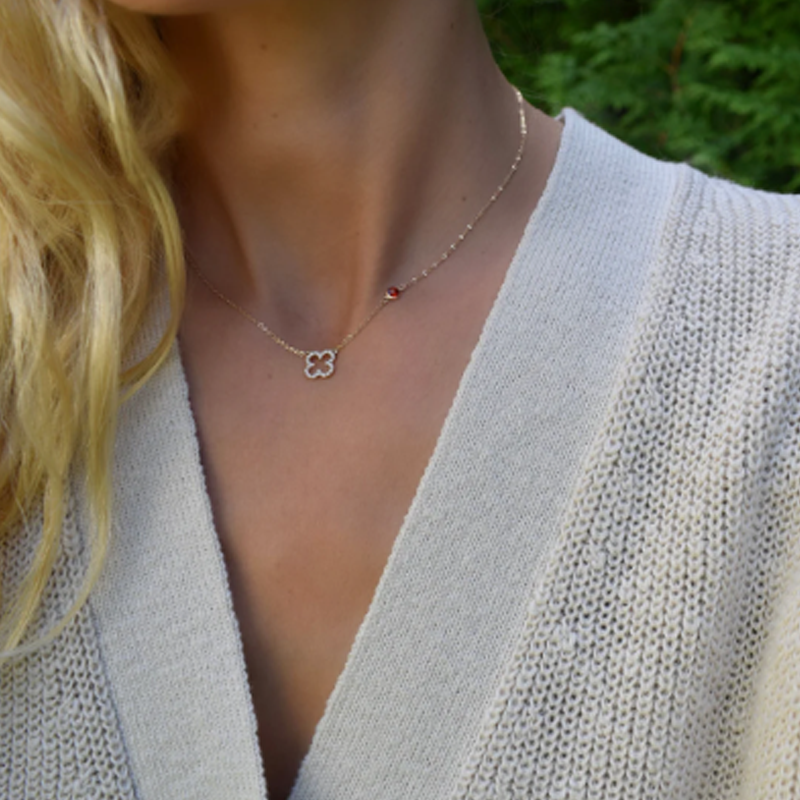 Gold Vermeil Cubic Zirconia Personalized Birthstone Flowers Necklace for Women