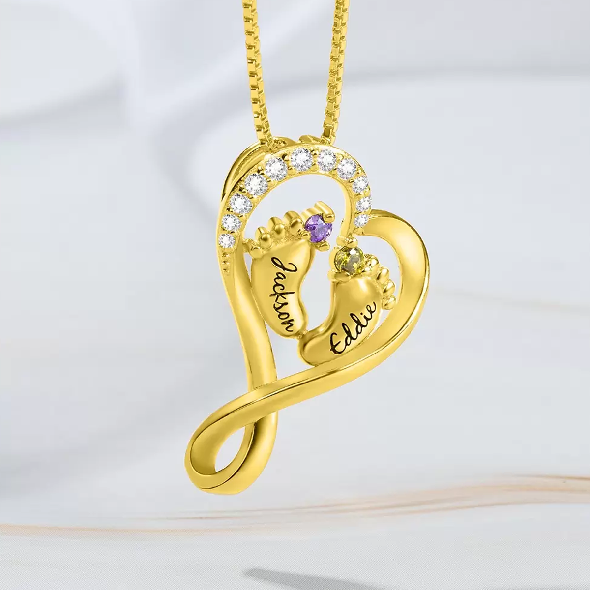 Gold Vermeil Personalized Birthstone Name Necklace for Women