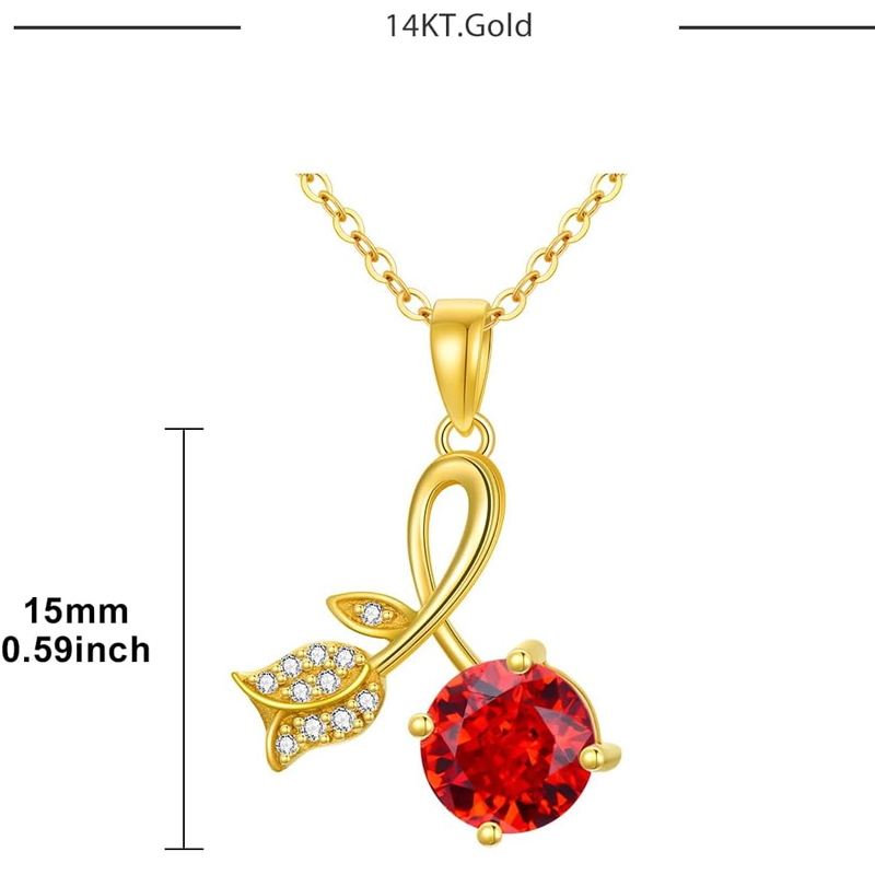 Gold Vermeil Personalized Birthstone Rose Necklace for Women