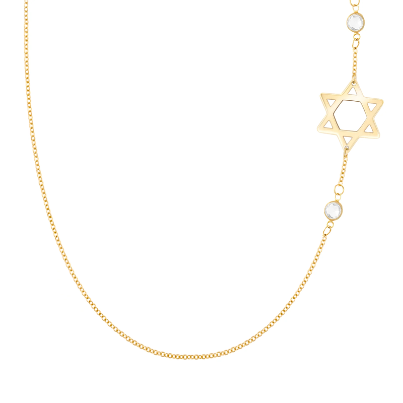 Gold Vermeil Personalized Birthstone & Star Of David Necklace for Women