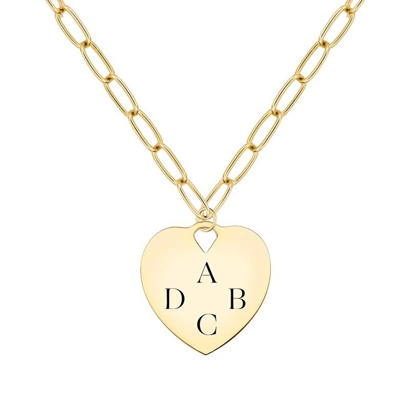Gold Vermeil Personalized Initial Heart Necklace for Women