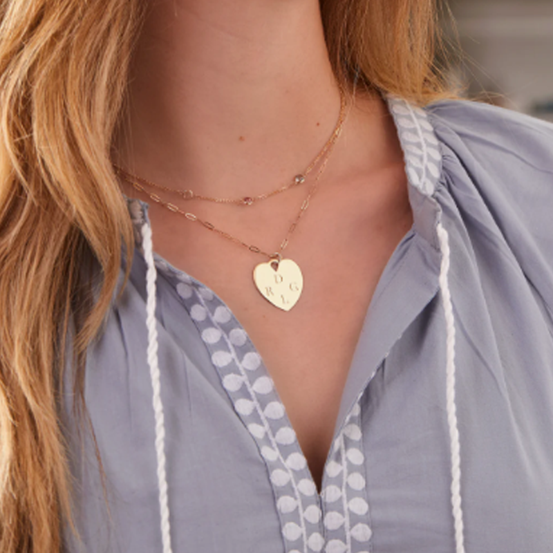 Gold Vermeil Personalized Initial Heart Necklace for Women