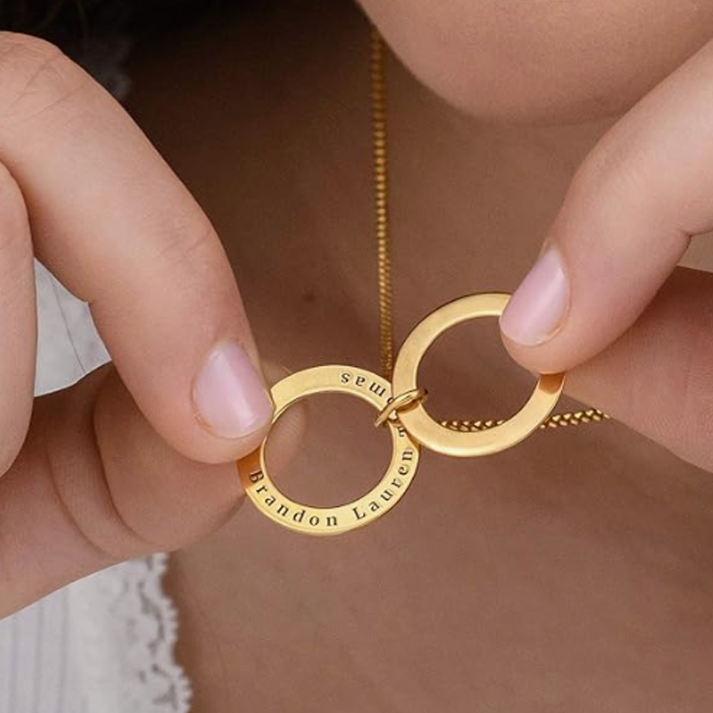 Gold Vermeil Personalized Name Circle Necklace for Women Men
