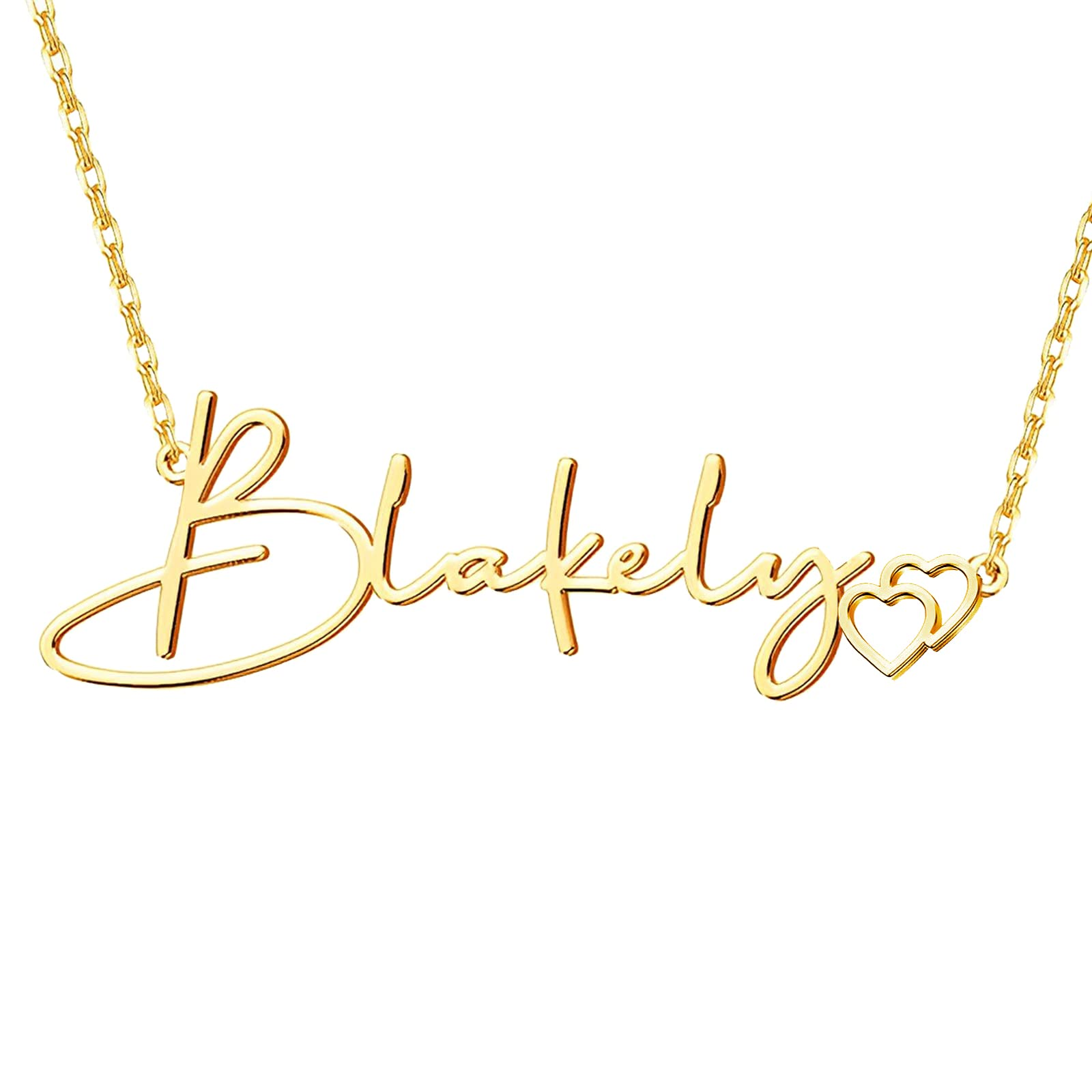 Gold Vermeil Personalized Name & Heart Necklace for Women