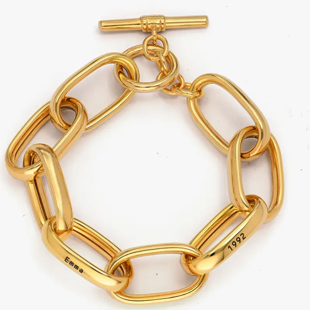 Gold Vermeil Personalized Name Paperclip Bracelet for Women Men