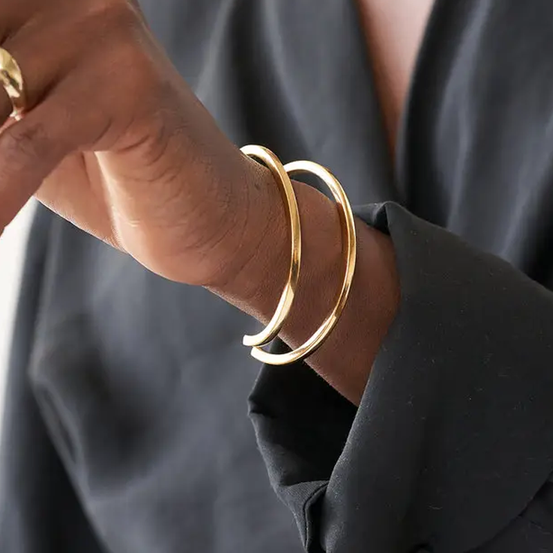 Gold Vermeil Personalized Name Plain Bangle Bracelet for Women