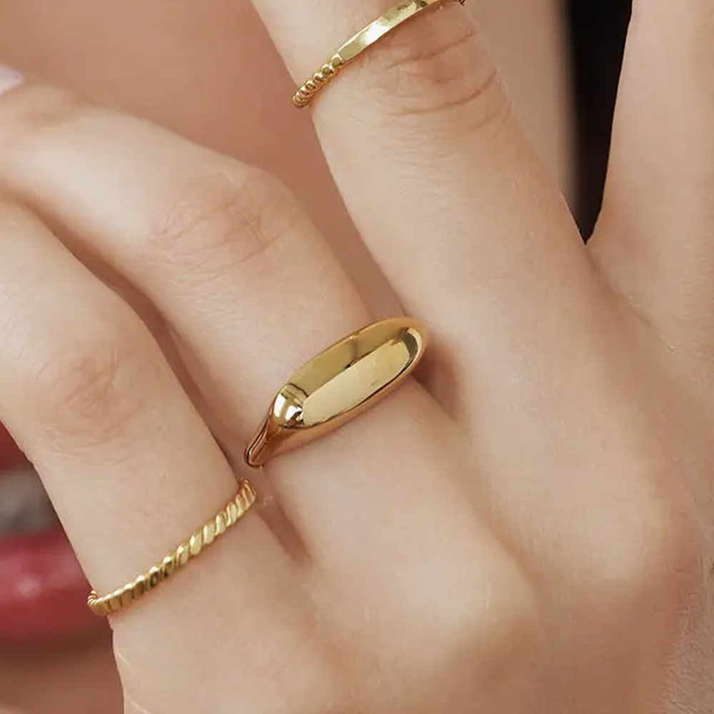 Gold Vermeil Personalized Name Signet Ring for Women Men