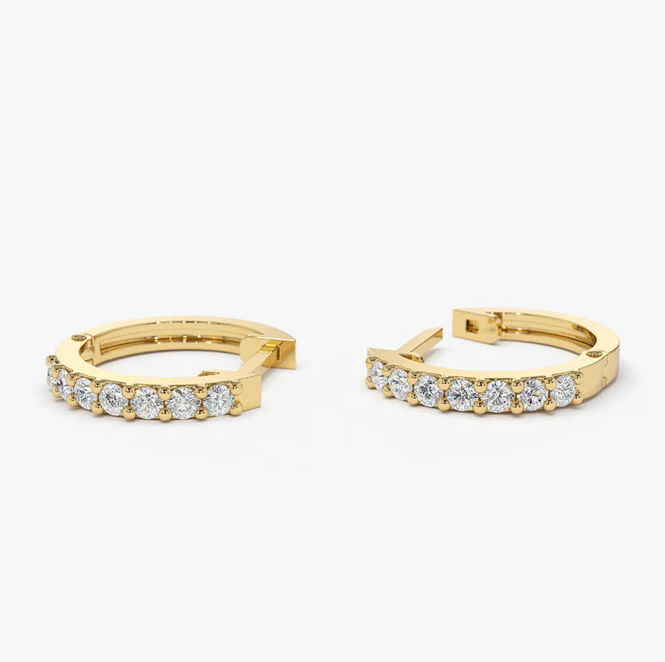 10K Gold Petite Natrual Diamond Hoop Earrings